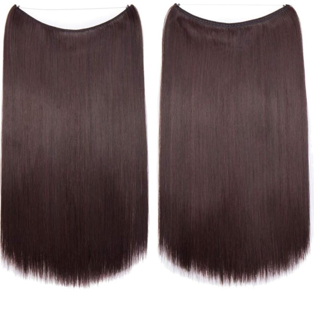 20" No Clip In Invisible One Piece Straight Wire Hair Extension (Dark Auburn)
